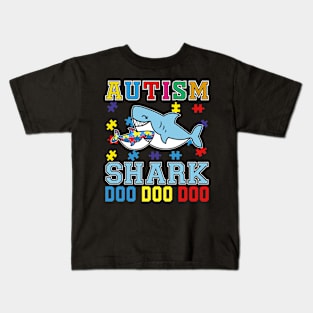 Autism Shark Puzzle Awareness Day Kids T-Shirt